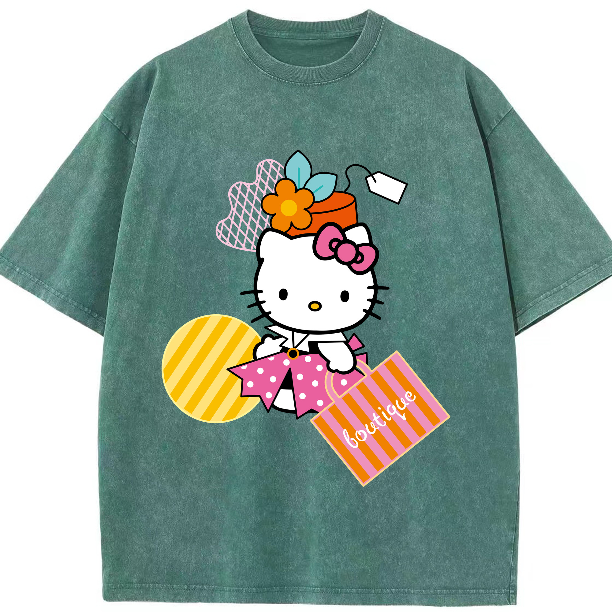 （画像用） Hello Kitty ハローキティ 綿100% ヴィンテージ風 半袖Tシャツ（フロントプリント）